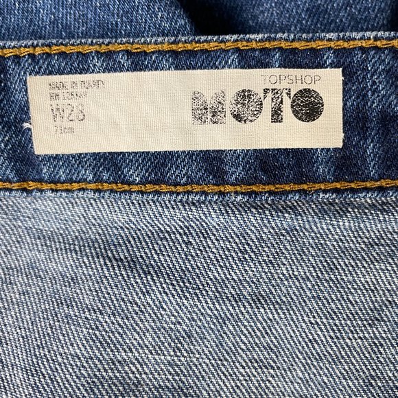TOPSHOP MOTO DENIM A LINE BUTTON MINI SKIRT SIZE 28 - Picture 8 of 10
